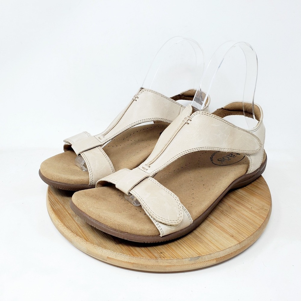Taos The Show Sandals Womens 7 Leather Comfort Adjustable T Strap Shoes - Picture 2 of 13